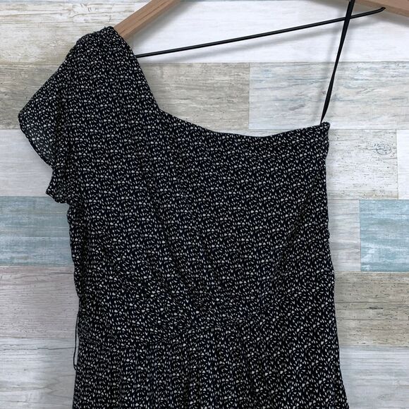 MM Couture Miss Me One Shoulder Dress Black Beige Print Fit & Flare Womens XS - Picture 4 of 6